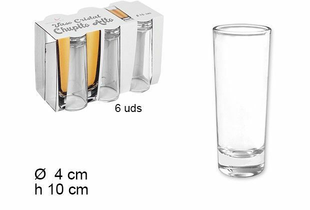 Set Servizio 6 Bicchieri Vetro Chupito Alto 10cm bal