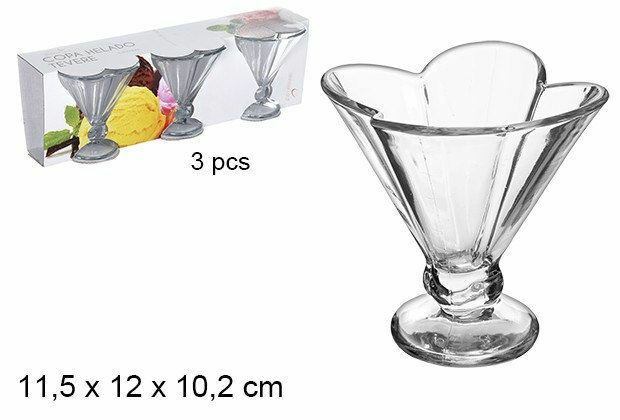 Set Servizio 3 Pezzi Coppe Bicchieri In Vetro Tevere Per Gelato dfh
