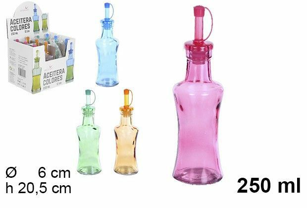 Set 12 Bottiglie Aceto Olio Acetiera Oliera In Vetro Colorato 250ml bal