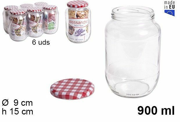 Set 6 Pezzi Contenitore Barattolo In Vetro Con Coperchio Barattolini 900ml dfh