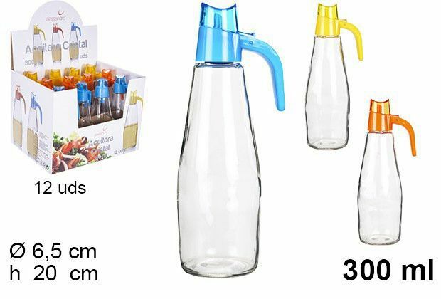 Set 12 Pezzi Oliera In Vetro 300ml Olio Aceto Con Tappo Dosatore Colorato bal