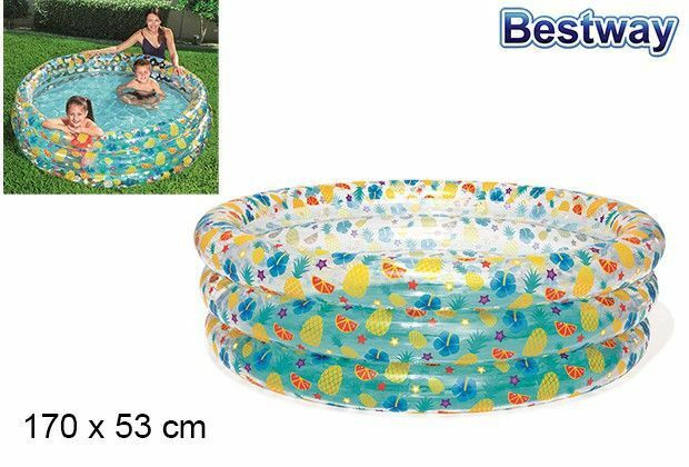 Piscina Rotonda Gonfiabile Sea Life Bambini Giardino 3 Anelli 170cm dfh