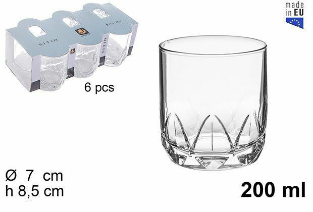 Set Servizio 6 Bicchieri Vetro Vino Bevande Sitia 200ml dfh