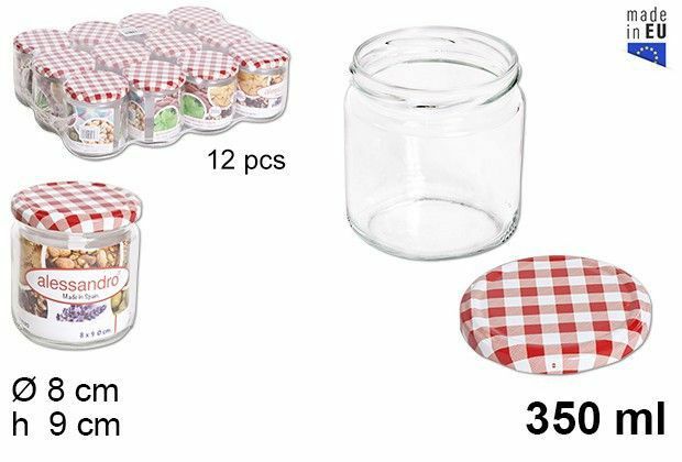 Set 12 Pezzi Contenitore Barattolo In Vetro Con Coperchio Barattolini 350ml dfh