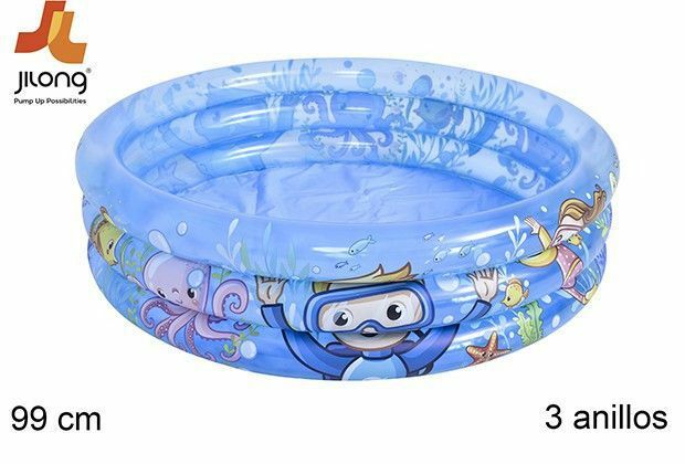 Piscina Gonfiabile 99cm 3 Anelli Fondo Marino Bambini Giardino Estate dfh