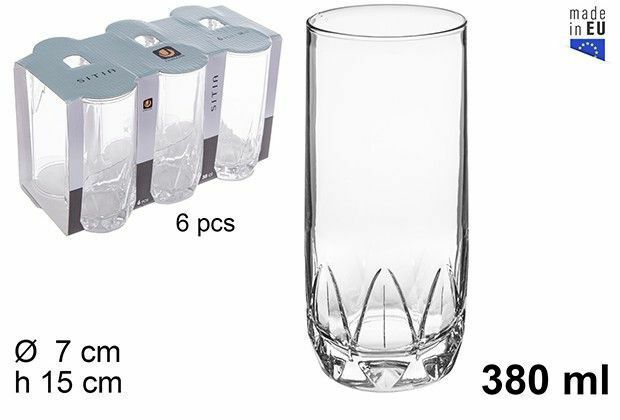 Set Servizio 6 Bicchieri Vetro Acqua Bevande Sitia 380ml dfh