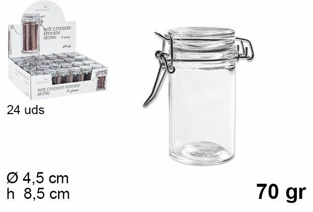 Set 24 Pezzi Barattolo Barattolino Vasetto Con Tappo Porta Spezie Vetro 70g bal