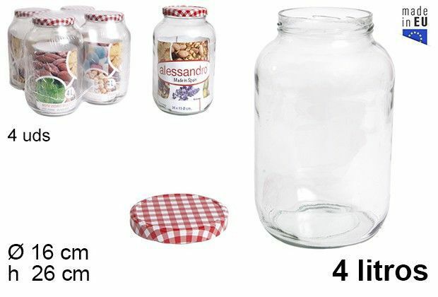 Set 4 Pezzi Contenitore Barattolo In Vetro Con Coperchio Capacità 4 Litri dfh