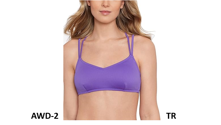 Salt + Cove Juniors Purple Raised Rib Strappy Bralette Bikini Top, Purple, Large