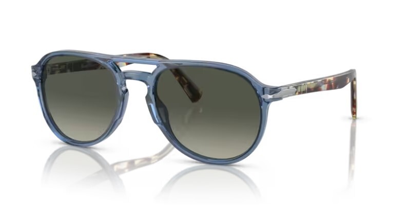Pre-owned Persol 0po3235s 120271 Transparent Navy/grey Gradient Oval 55mm Men's Sunglasses In Light Grey Gradient Dark Grey