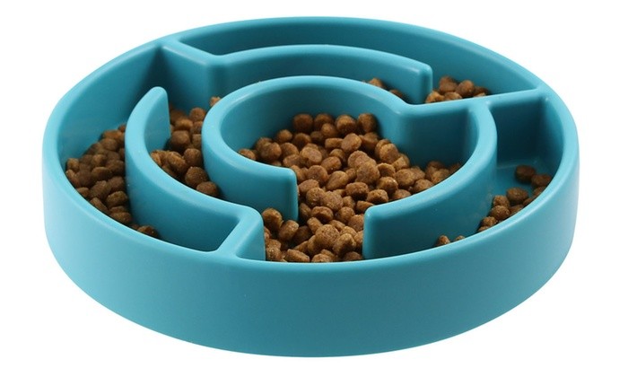Animal Planet Slow Maze Dog Feeder Bowl for Pets - Blue 9 Inch Diameter