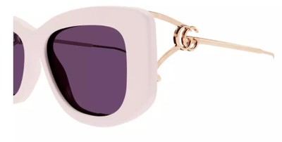 Pre-owned Gucci Gg1566s-003-55 Ivory Sunglasses In Purple