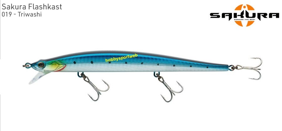 SAKURA FLASHKAST LONG JERK 14 CM COL. 019 TRIWASHI BLU 22 GR SINKING x SPIGOLA