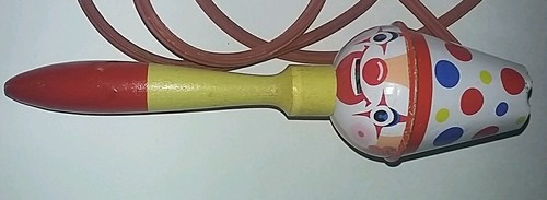 Tin Musical Made in Japan Pat. P. 53969 Rare Intact Rubber Rope 1950's Wood
