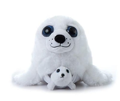 Mom and Baby Harp Seal Stuffed Animal, Gifts for Kids, Pocke