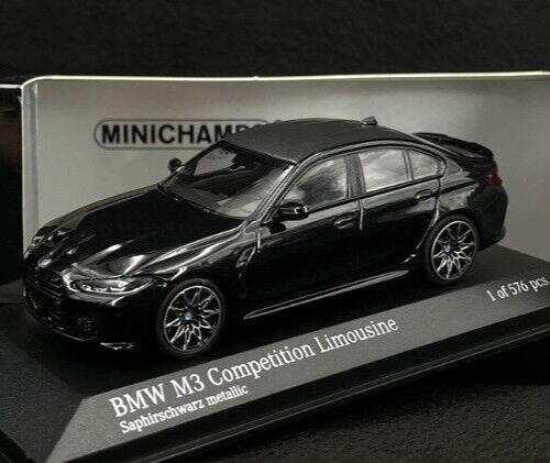 1/43 BMW M3 G80 2020 Black Model Car With showcase by