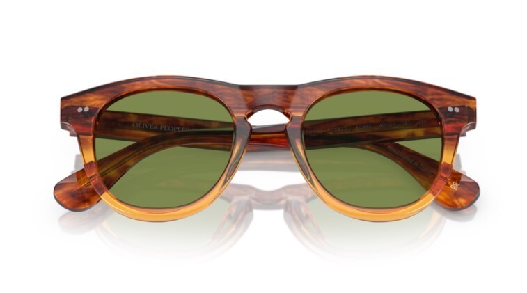 Pre-owned Oliver Peoples 0ov5509su Rorke 175452 Amber Gradient/green 49mm Men's Sunglasses