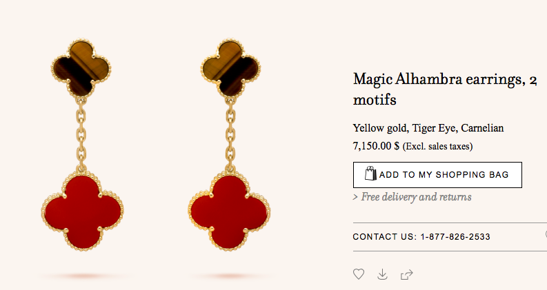 Van Cleef Arpels Magic Alhambra tiger eye Carnelian earrings drop