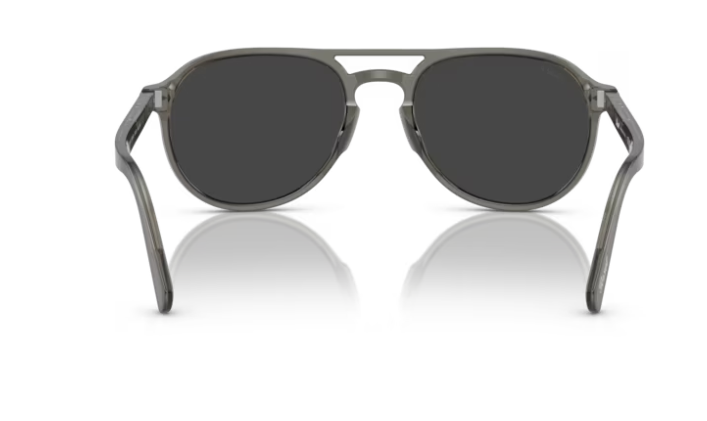 Pre-owned Persol 0po3235s 120148 Smoke Opal/dark Grey Polarized Oval 55mm Men's Sunglasses In Gray