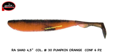 MOLIX RA SHAD 4,5"  COL.  30 PUMPKIN ORANGE SPINNING MARE LAGO FIUME BLACK BASS