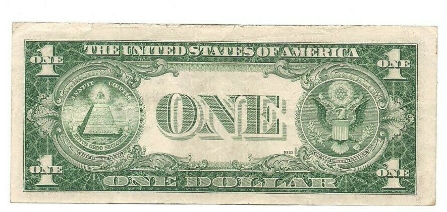 $1 Dollar 1935D Narrow Design on back. Blue Seal Silver Certificate