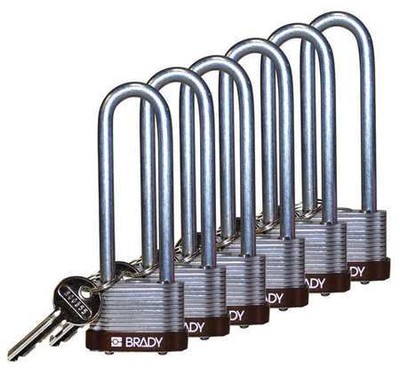 Brady 123266 Keyed Padlock, Extended, Rectangular Steel Body, Hardened Steel