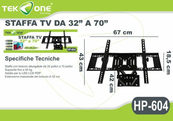 Staffa Porta Tv TeKone HP-604 Supporto Lcd Led Parete Muro da 32" a 70" hsb