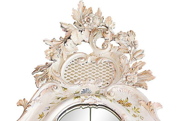 Italian Venetian Mirror PAIR Rococo Hand-Painted 19c.