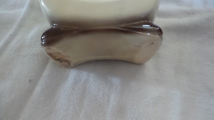 Vintage Royal Copley Deer and Fawn Small Pedestal Vase Fawn Colored