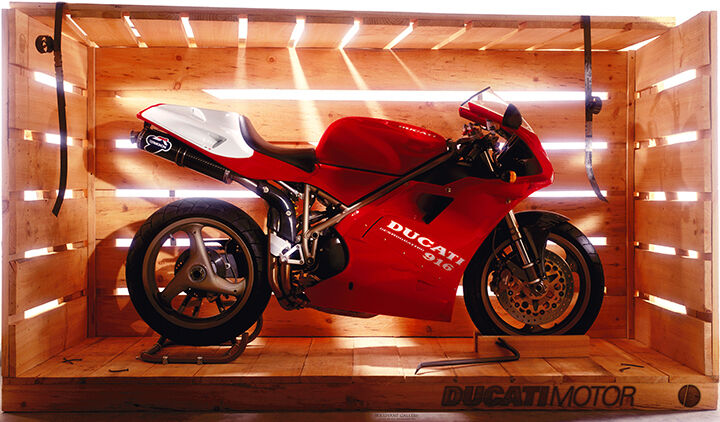 Ducati 916 in a shipping crate HQ Poster Print 44" x 75"