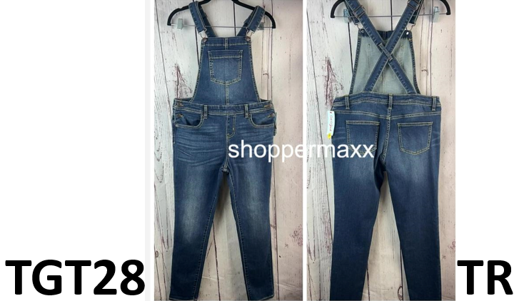 Girls' Denim Overalls - Cat & Jack, Color- Dark Wash, Size-XL(14/16)