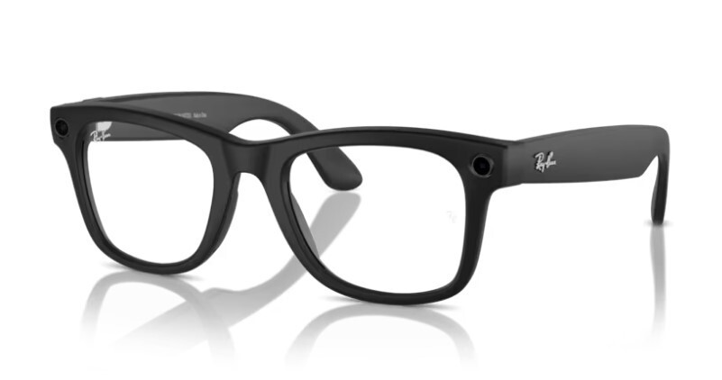 Pre-owned Ray Ban Ray-ban Meta - Wayfarer Smart Glasses - Shiny Black, Clear/green Transition