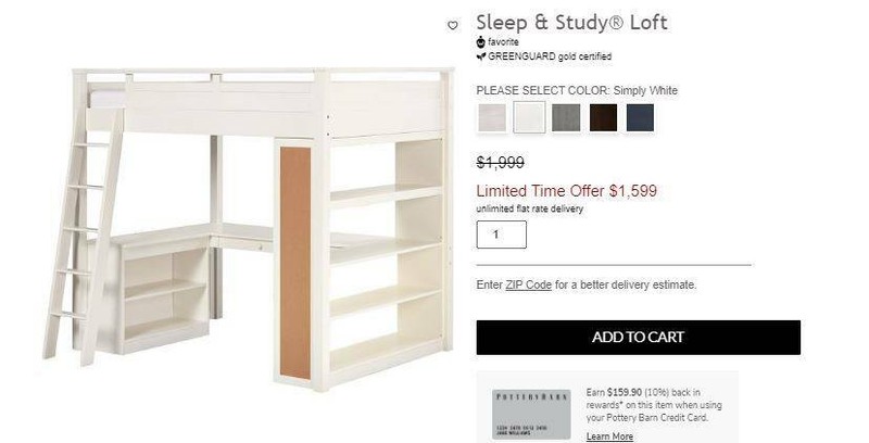 Wooden Bunk Bed Loft With Shelving And Desk Unit Pottery Barn Teen