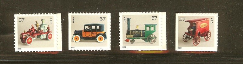 Us Scott #3642, 3643, 3644, & 3645v Ancien Jouets Ensemble De Singles Bk 292