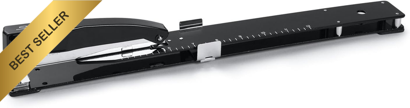 Heavy Duty Stapler with Built-In Ruler & Adjustable Locking Paper Guide, Desk To