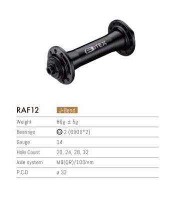 Bitex RAR12 RAF12 J-Bend Hubs Rear or Front or Pair 20H 24H (1:1) (2:1) 28H 32H