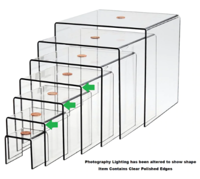 T'z Tagz Brand New Clear Acrylic Risers 3 4 5 Inch Showcase Display Stands 6 pc