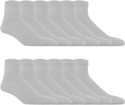 12 Pairs Men's Plain Sports Athletic Thick Cotton Socks Ankle Low Cut Size 9-13