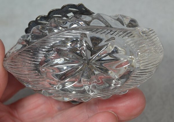 antique swan salt dish bowl glass silver original 19th c very good