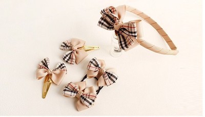5pcs Toddler Girls Kids HAIR ACCESSORY Christmas gift set bow Band Elastic clips