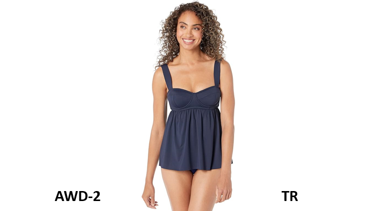 Michael Kors Solids Underwire Baby Doll Tankini Pull On Closure New Navy, Medium