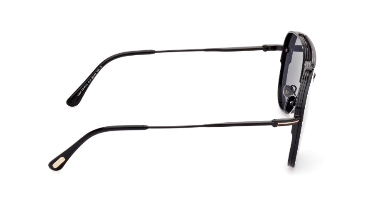 Pre-owned Tom Ford Leon Ft1071 01a Shiny Black/smoke Soft Square Men's Sunglasses In Gray