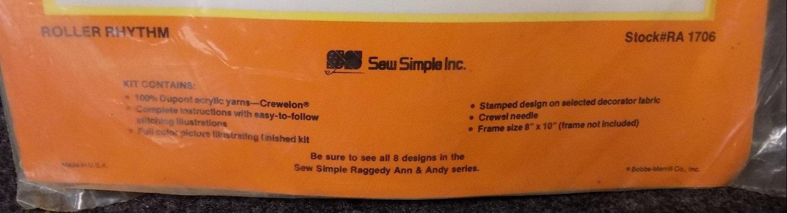 Raggedy Ann Raggedy Andy Crewel Stitch kit NEW arts and crafts Roller Rhythm