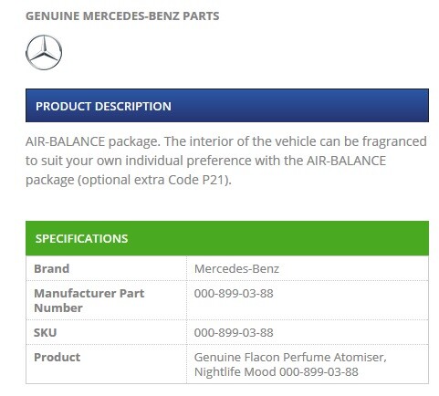 New Genuine Mercedes-Benz Nightlife Mood Fragrance Interior Perfume A0008990388