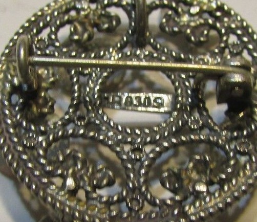 Vintage Norwegian 830S Silver Round Solje Wedding Pin Brooch Signed R