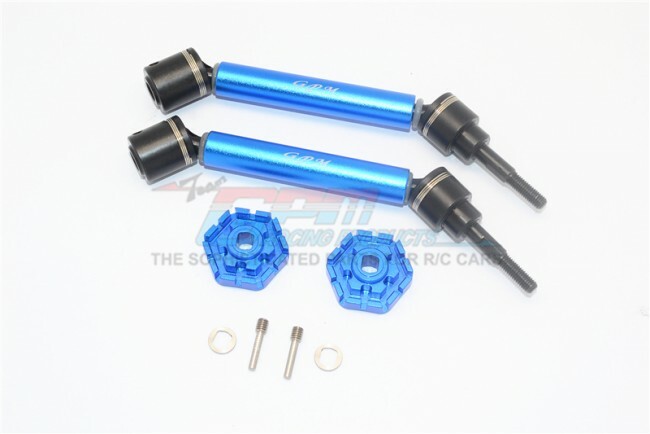 For Traxxas Maxx-HARDEN STEEL+ALUM. FRNT/REAR ADJ. CVD DRV SHFT+HEX ADAPTER-Blue