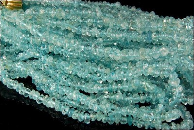 RAJOLA ITALIAN 18K GOLD BLUE AQUAMARINE BEADS 12 STRAND  APC-802