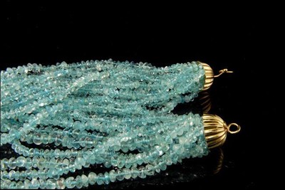 RAJOLA ITALIAN 18K GOLD BLUE AQUAMARINE BEADS 12 STRAND  APC-802