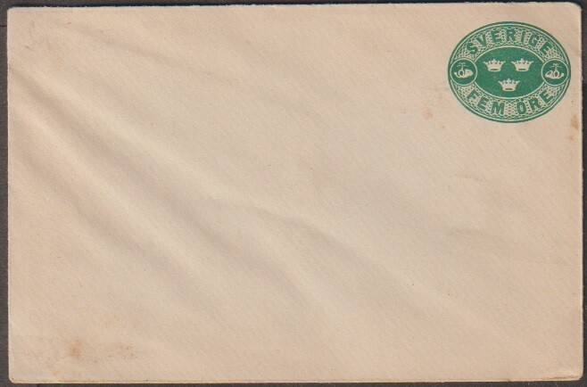 Sweden 3f green envelope unused