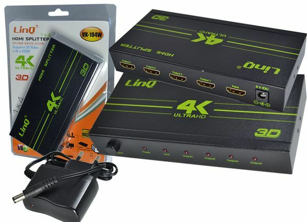 Switch Hub Hdmi 4 Porte Splitter Amplificatore 3d 1x4 Linq Vk-104w